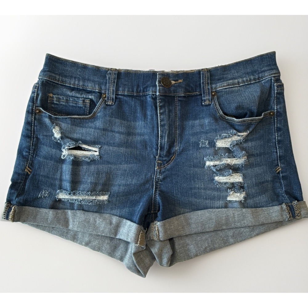 Mudd Women's Distressed Cuffed Denim Shorts Tag Size 9 measures 29x2.5